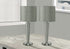 MN-219642    Lighting, Set Of 2, 24"H, Table Lamp, Usb Port Included, Nickel Metal, Grey Shade, Contemporary