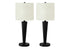 MN-229643    Lighting, Set Of 2, 24"H, Table Lamp, Usb Port Included, Black Metal, Ivory / Cream Shade, Contemporary