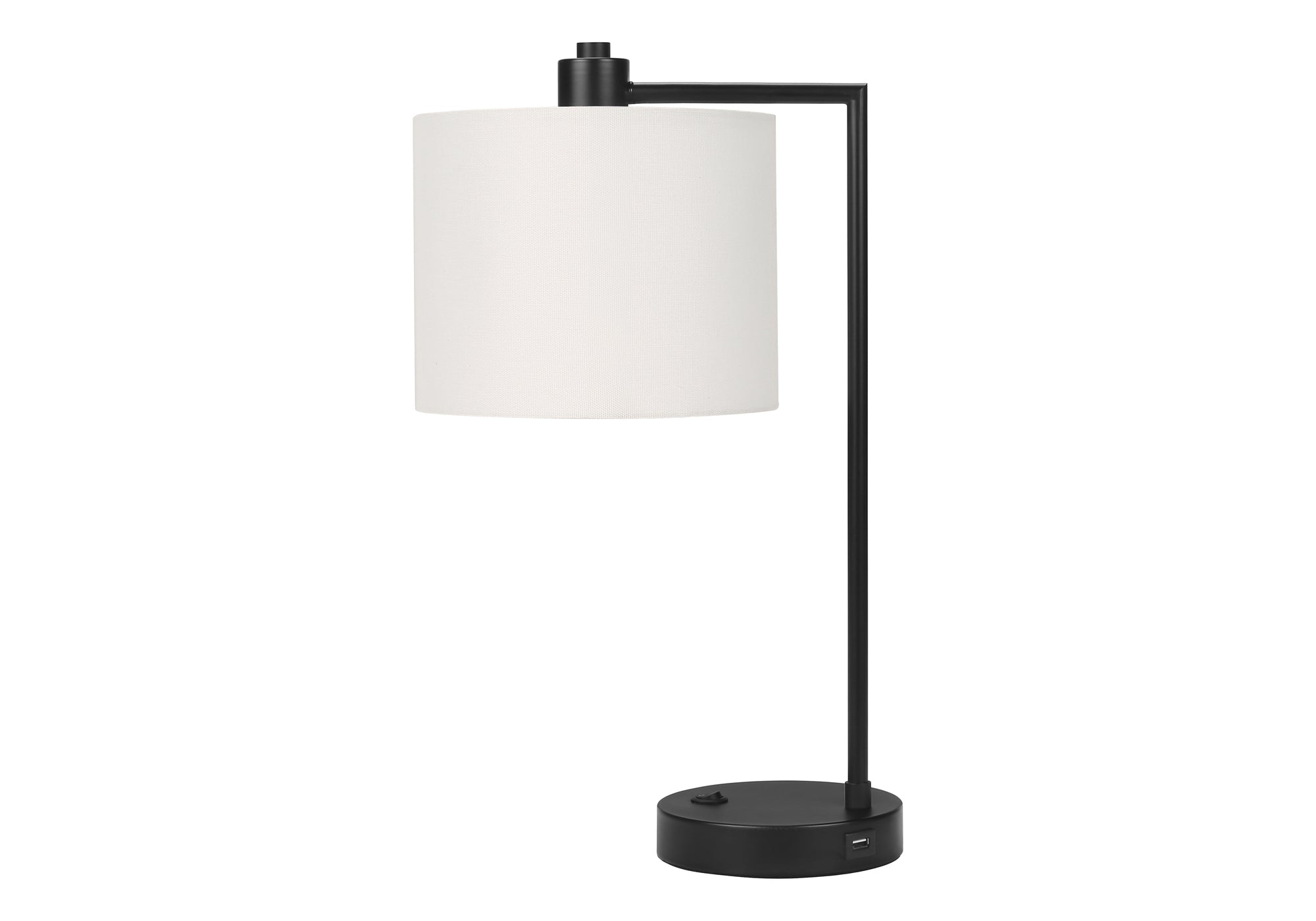 MN-259646    Lighting, 19"H, Table Lamp, Usb Port Included, Black Metal, Ivory / Cream Shade, Modern