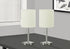 MN-279649    Lighting, Set Of 2, 17"H, Table Lamp, Usb Port Included, Nickel Metal, Ivory / Cream Shade, Contemporary
