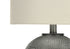 MN-299653    Lighting, 19"H, Table Lamp, Grey Resin, Ivory / Cream Shade, Modern