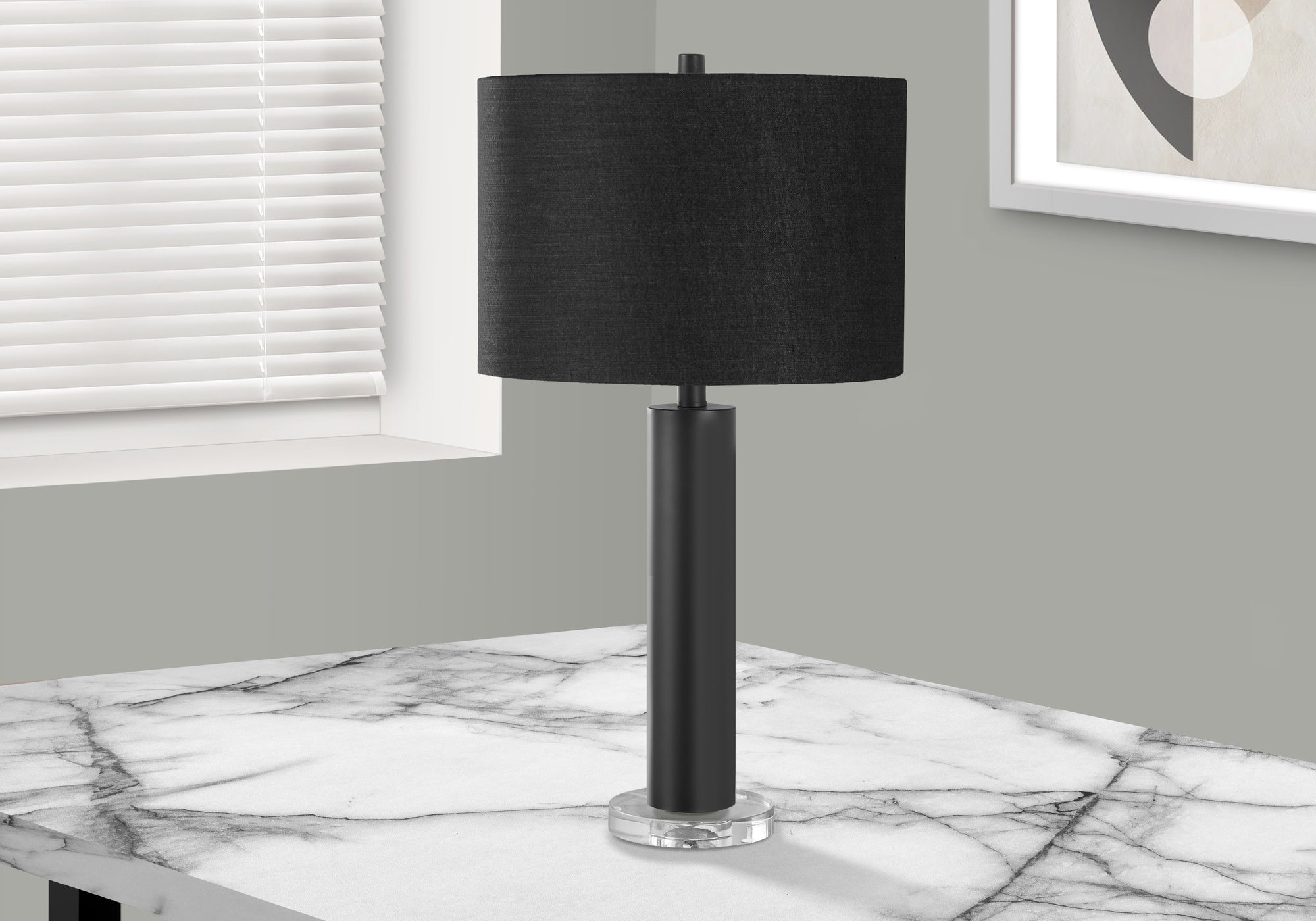 MN-339658    Lighting, 28"H, Table Lamp, Black Metal, Black Shade, Contemporary, Modern