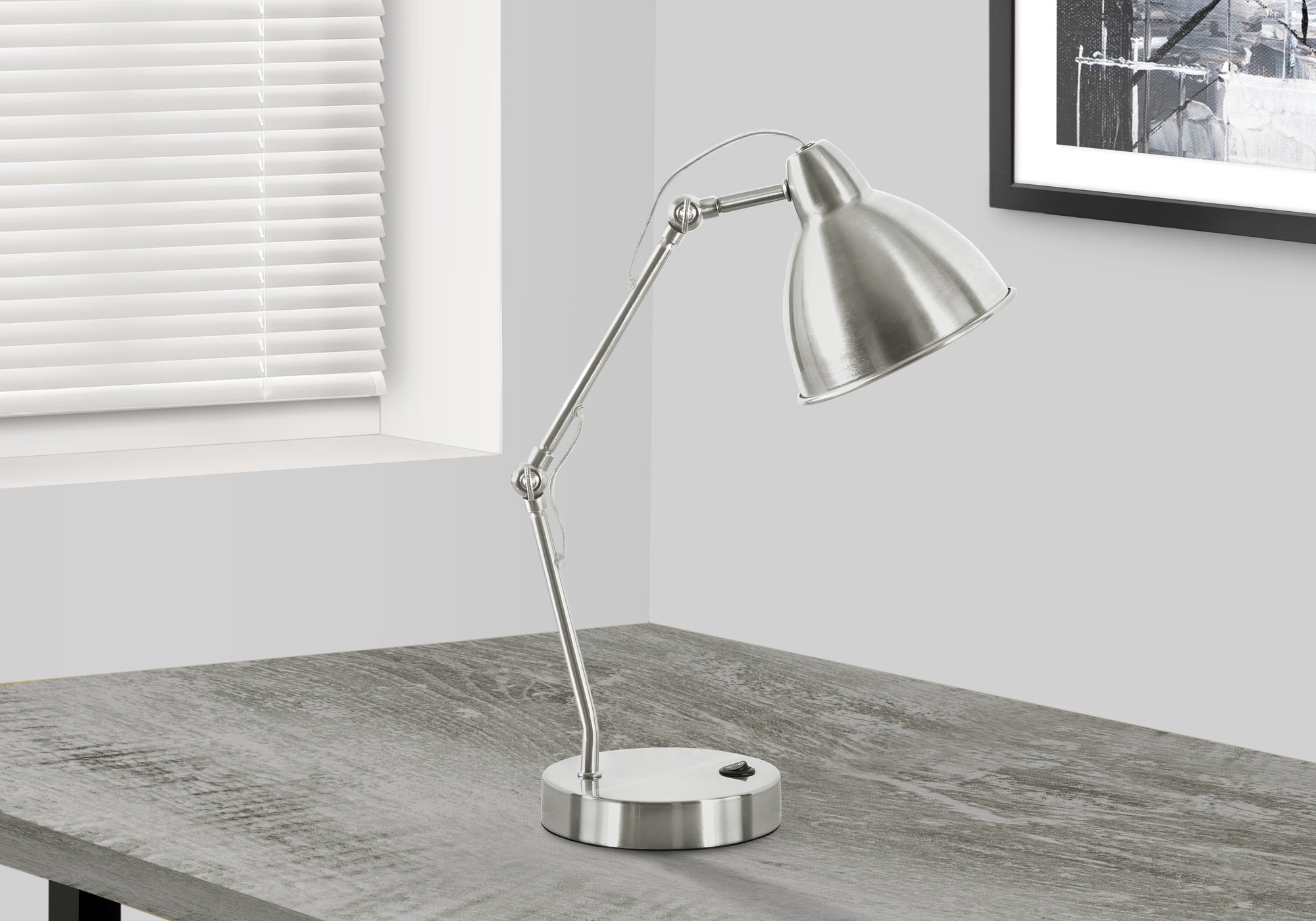 MN-349659    Lighting, 17"H, Table Lamp, Usb Port Included, Nickel Metal, Nickel Shade, Modern