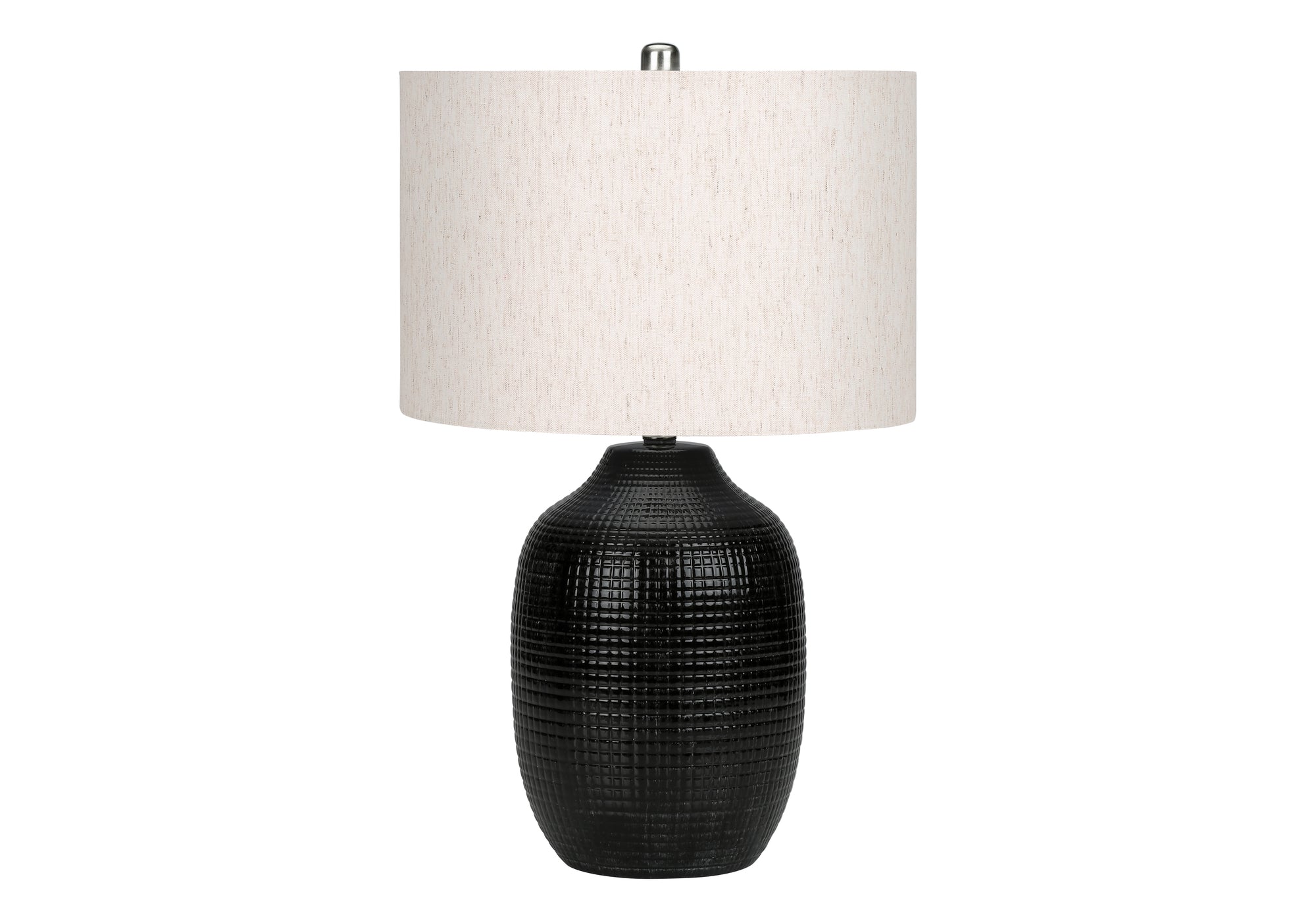 MN-399705    Lighting, 26"H, Table Lamp, Black Ceramic, Ivory / Cream Shade, Contemporary