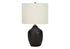 MN-429708    Lighting, 22"H, Table Lamp, Black Ceramic, Ivory / Cream Shade, Transitional