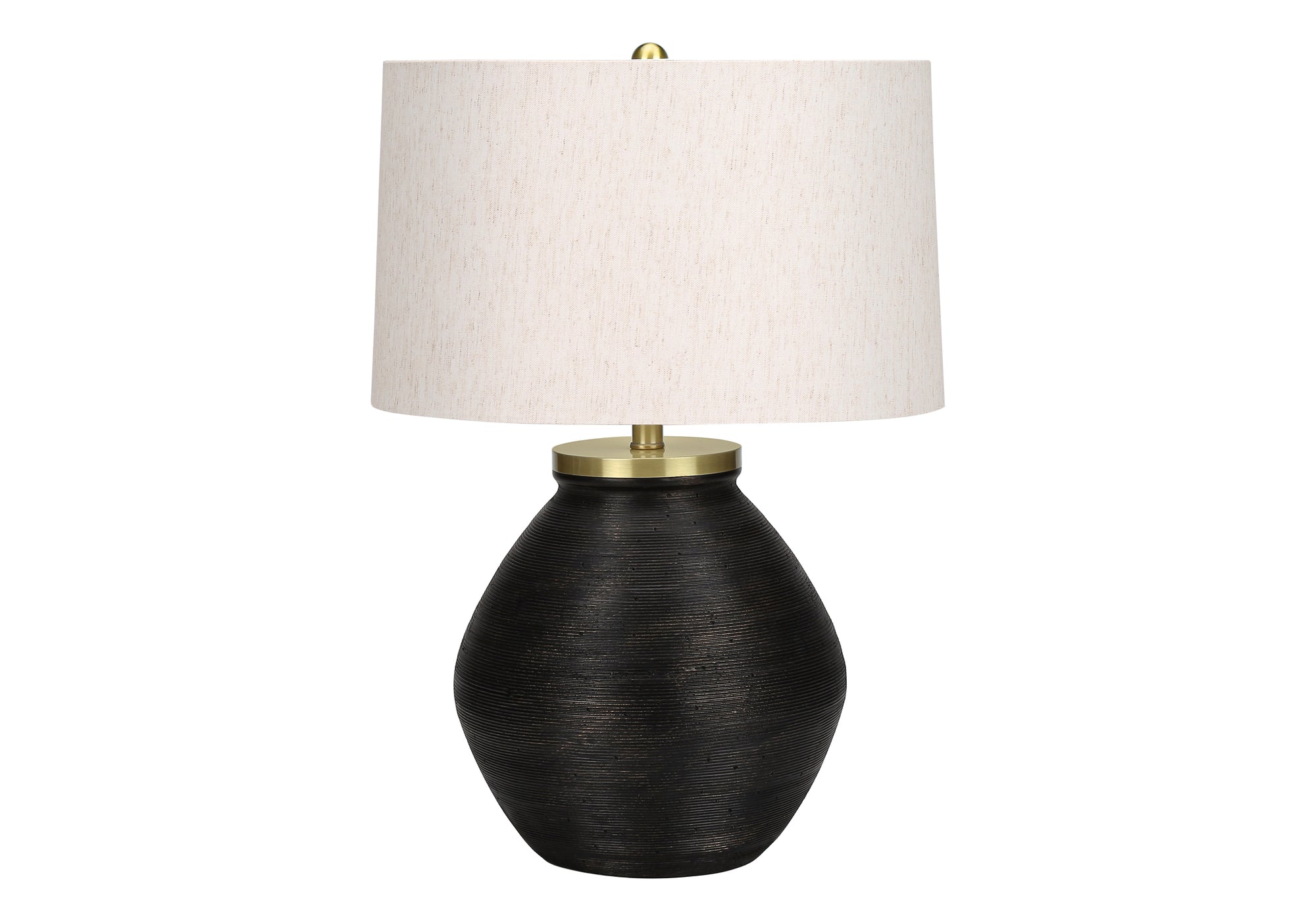 MN-499715    Lighting, 25"H, Table Lamp, Black Concrete, Ivory / Cream Shade, Contemporary