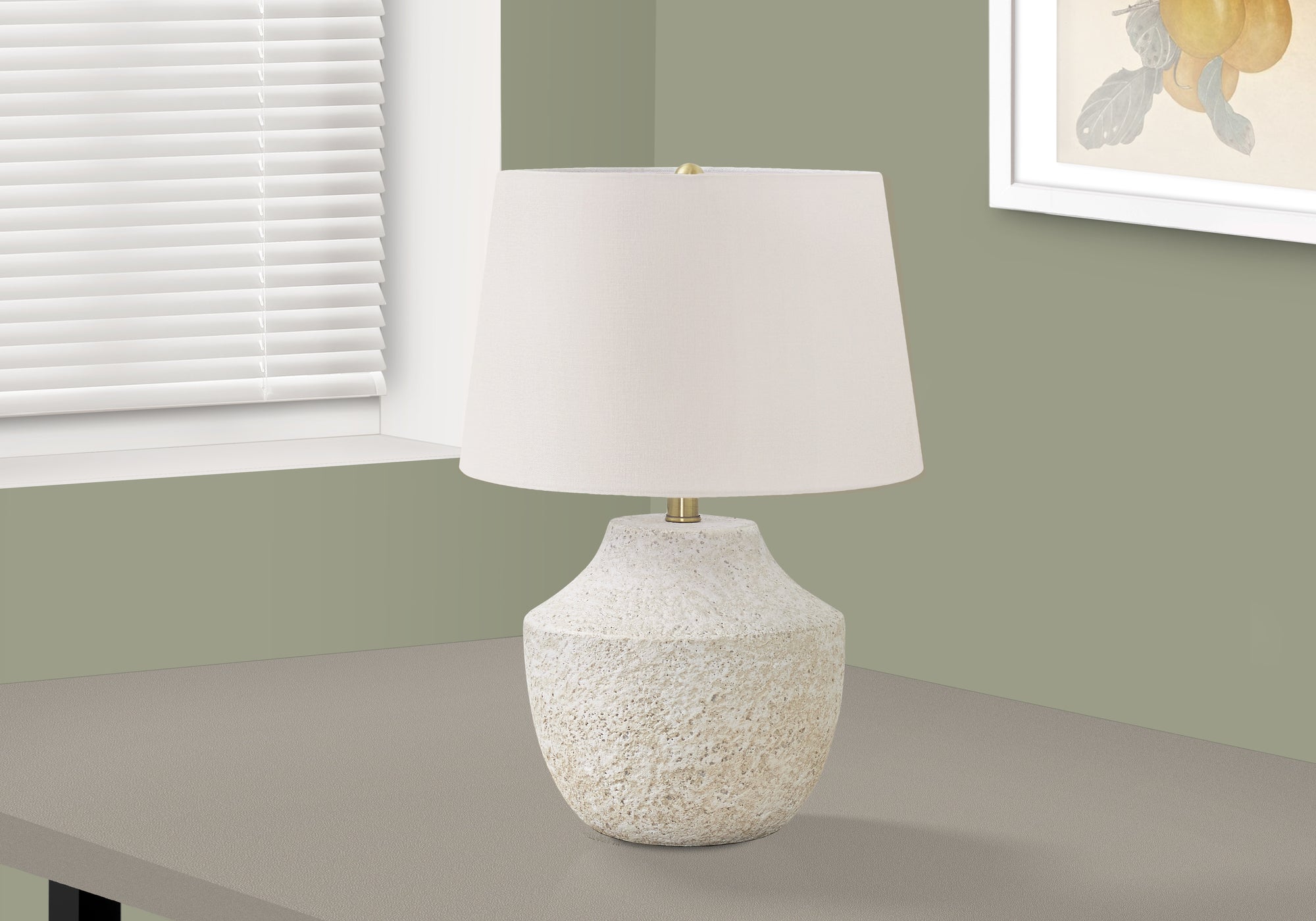 MN-639729    Lighting, 20"H, Table Lamp, Cream Concrete, Ivory / Cream Shade, Modern