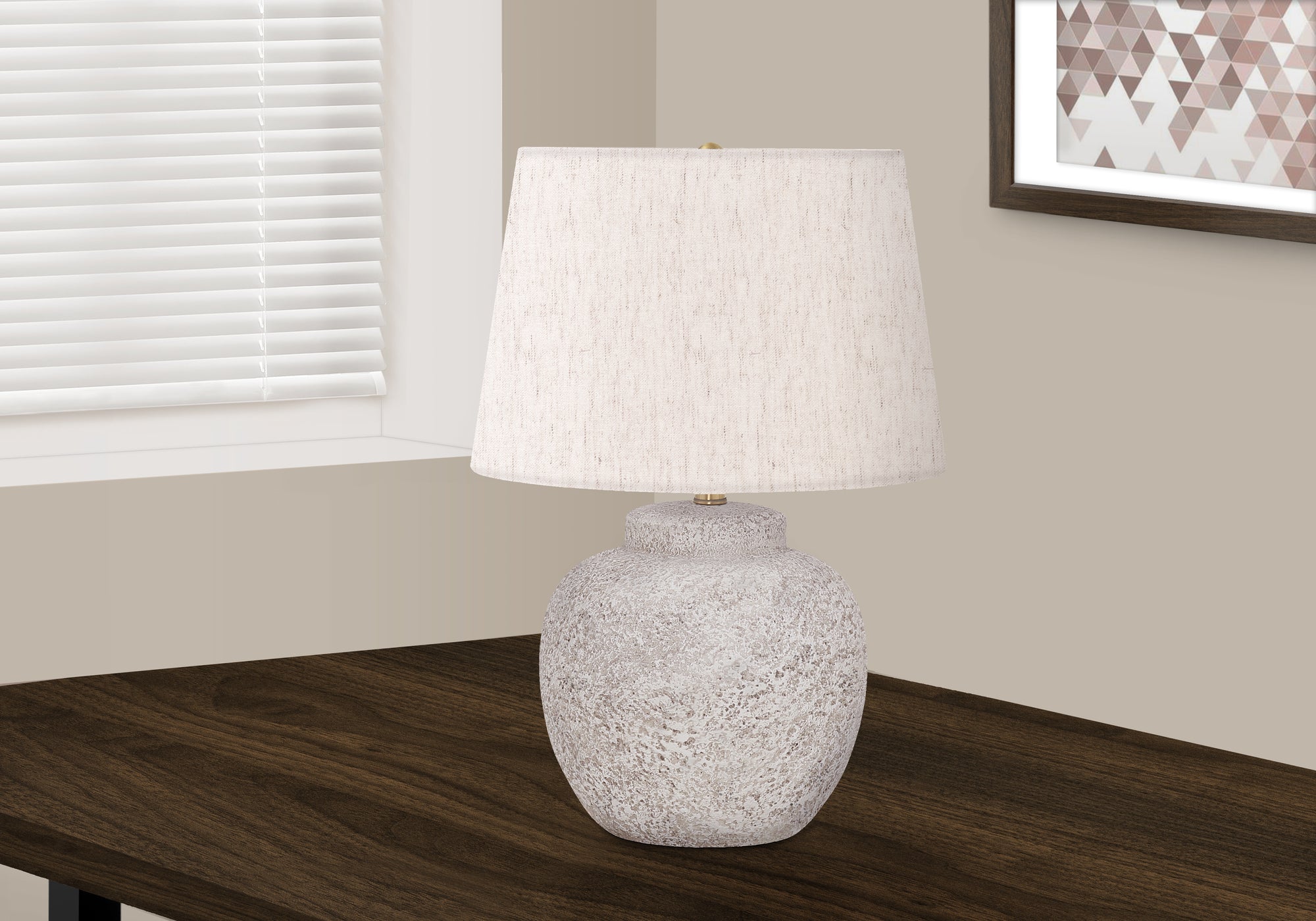 MN-669732    Lighting, 22"H, Table Lamp, Cream Concrete, Ivory / Cream Shade, Modern