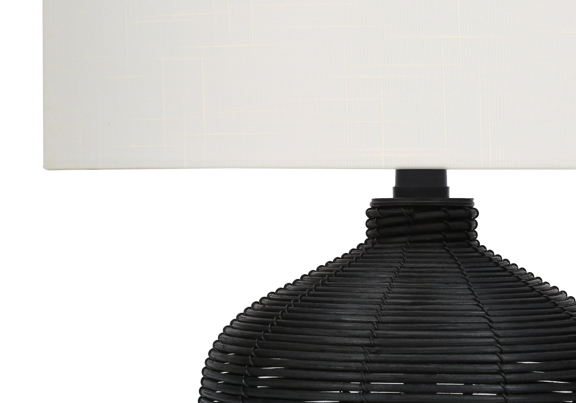 MN-689734    Lighting, 23"H, Table Lamp, Black Rattan, Ivory / Cream Shade, Modern