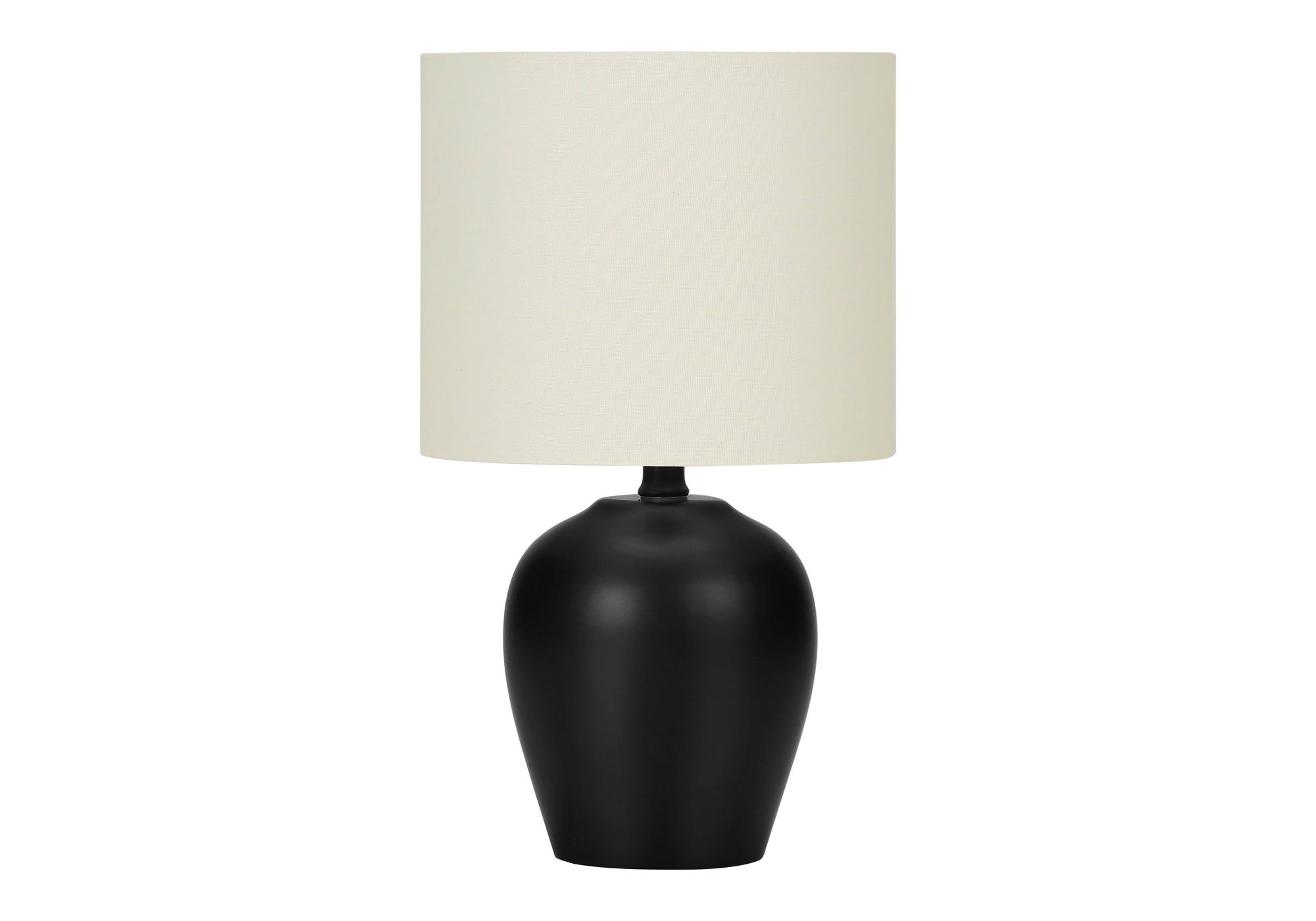 MN-719738    Lighting, 17"H, Table Lamp, Black Ceramic, Ivory / Cream Shade, Transitional