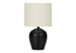 MN-719738    Lighting, 17"H, Table Lamp, Black Ceramic, Ivory / Cream Shade, Transitional