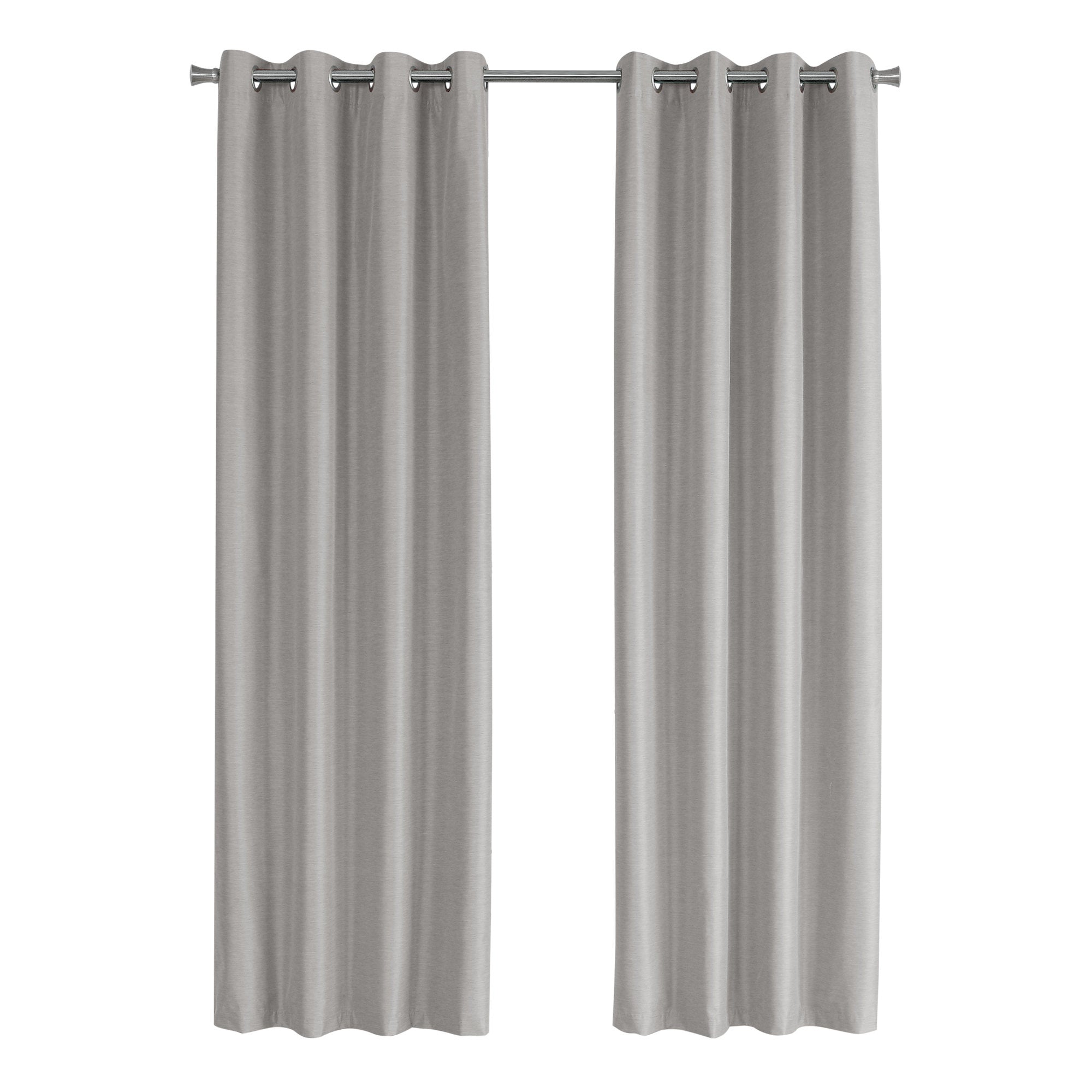 MN-979835    Curtain Panel, 2Pcs Set, 54"W X 84"L, 100% Blackout, Grommet, Living Room, Bedroom, Kitchen, Thermal Insulation Fabric, Polyester Full Light Blocking Fabric, Silver, Contemporary, Modern