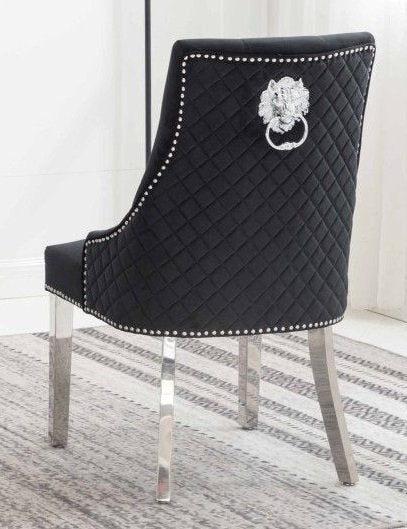 Velvet Dining Chair - Black  and Chrome   C-1251