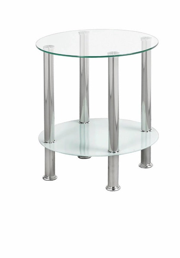 3 Pc Coffee Table Set Chrome & Glass White  IF-2605