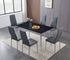 5Pc or 7Pc Dining Set, 55" Black Marble Glass Table & Grey Chairs  T-5090 | C-5093