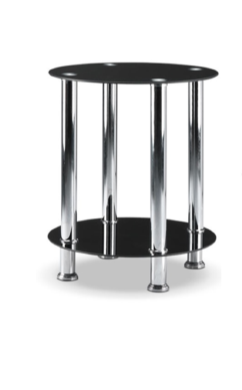 3 Pc Coffee Table Set Chrome & Glass Black  IF-2600