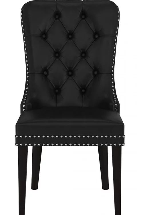 Dining Chair Black Vinyl with Decorative Ring  C-1150