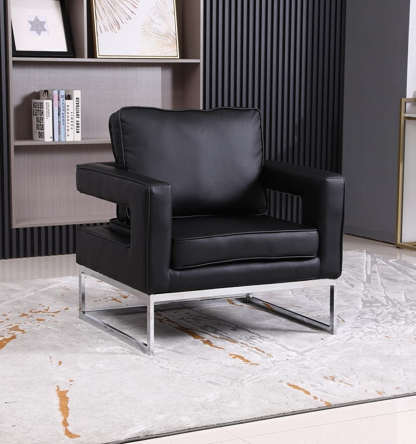 Accent Chair - Black Faux Leather  IF-6860