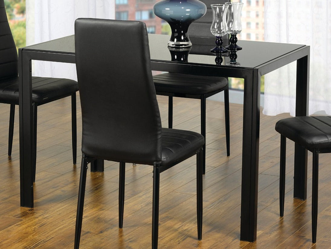 Dining Table - 45" Black Glass Top with Black Legs  T-5053