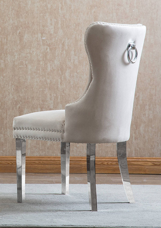 Dining Chair - Creme Velvet with Chrome Legs  C-1263