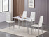 5Pc Dining Set - 48" White Marble Glass Table & 4 White Chairs  T-5080 | C-5082