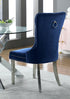 Velvet Dining Chair - Blue and Chrome   C-1262