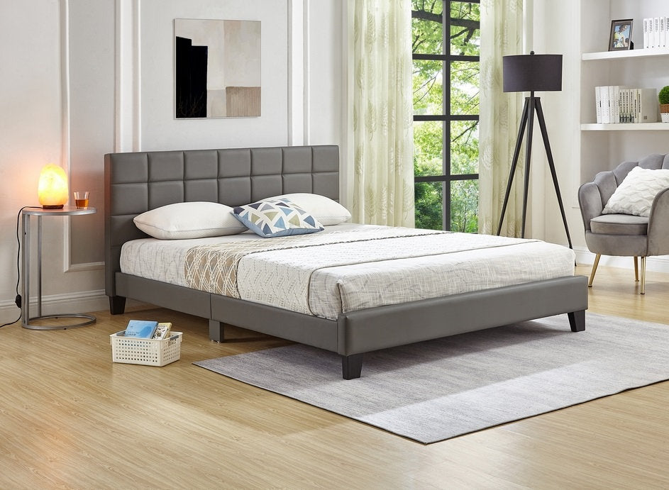 Bed - Grey Vinyl with Padded Headboard  IF-5421