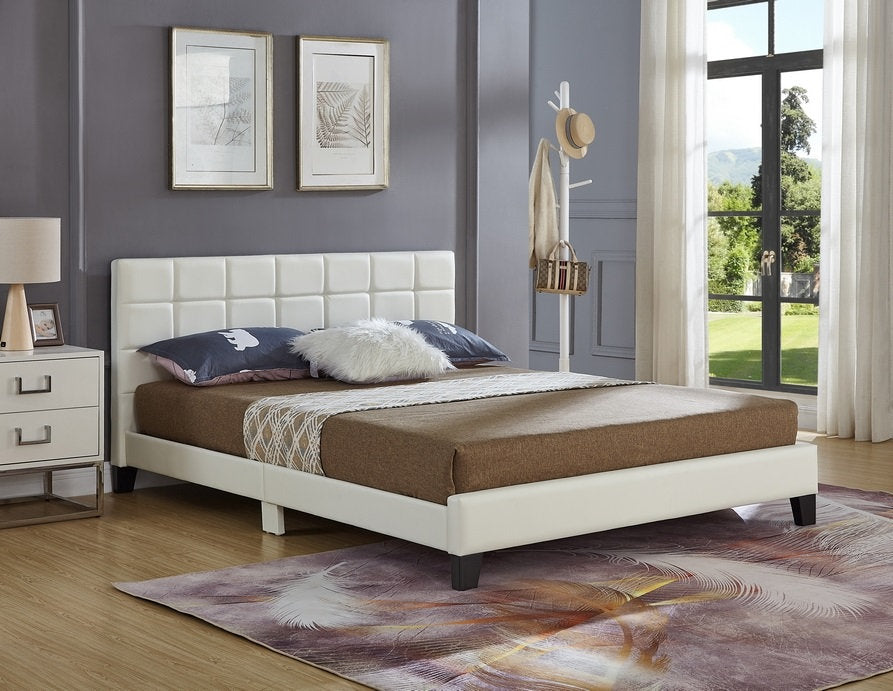 Bed - White Vinyl with Padded Headboard  IF-5422