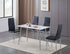 5Pc Dining Set - 48" White Marble Glass Table & 4 Black  Chairs  T-5080 | C-5083